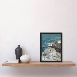 Artery8 South Ledges Rocky Coastal Landscape Hassam Framed Wall Art Print - Size: A4 - thumbnail 4