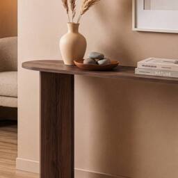CALICOSY Console Table With Two Legs, 150 Cm Long - SIRA in Walnut - thumbnail 4
