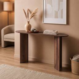 CALICOSY Console Table With Two Legs, 150 Cm Long - SIRA in Walnut - thumbnail 2