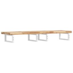 Berkfield Home Basin Shelf Wall Mounted Steel & Solid Wood Acacia in Brown - thumbnail 6