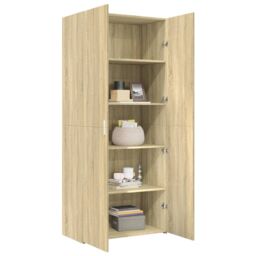Berkfield Home Highboard Sonoma Oak 80x42.5x185 cm Engineered Wood in Brown - thumbnail 3