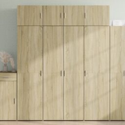Berkfield Home Highboard Sonoma Oak 80x42.5x185 cm Engineered Wood in Brown - thumbnail 1