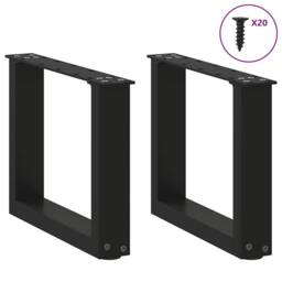 Berkfield Home Coffee Table Legs U-Shaped 2 pcs Black 40x(30-31) cm Steel - thumbnail 3