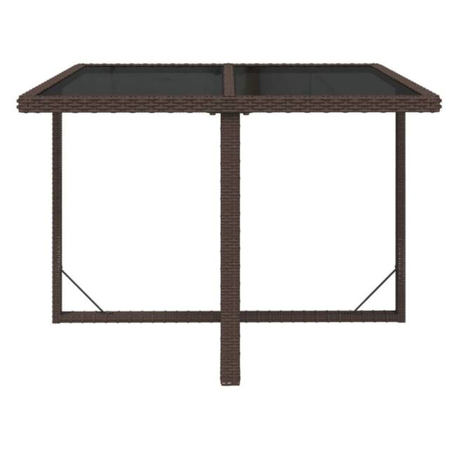 Berkfield Home Garden Table Brown 109x107x74 cm Poly Rattan & Glass - Size: 109 x 107 x 74 cm - image 1