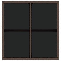 Berkfield Home Garden Table Brown 109x107x74 cm Poly Rattan & Glass - Size: 109 x 107 x 74 cm - thumbnail 5