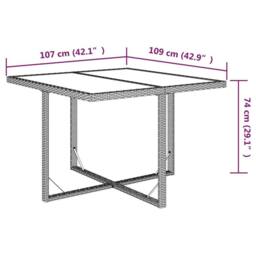 Berkfield Home Garden Table Brown 109x107x74 cm Poly Rattan & Glass - Size: 109 x 107 x 74 cm - thumbnail 7
