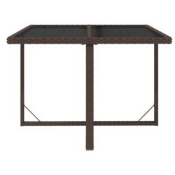 Berkfield Home Garden Table Brown 109x107x74 cm Poly Rattan & Glass - Size: 109 x 107 x 74 cm - thumbnail 1