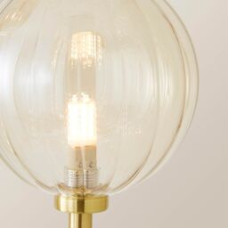 ValueLights Chessy Asymmetric Ribbed Glass Gold Dual 2 Way Stem Floor Lamp with LED Bulbs - thumbnail 4