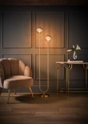 ValueLights Chessy Asymmetric Ribbed Glass Gold Dual 2 Way Stem Floor Lamp with LED Bulbs - thumbnail 2