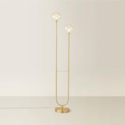 ValueLights Chessy Asymmetric Ribbed Glass Gold Dual 2 Way Stem Floor Lamp with LED Bulbs - thumbnail 3