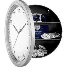 VOGREX Secret Wall Clock Home Valuables Money Box Safe in Silver - thumbnail 2