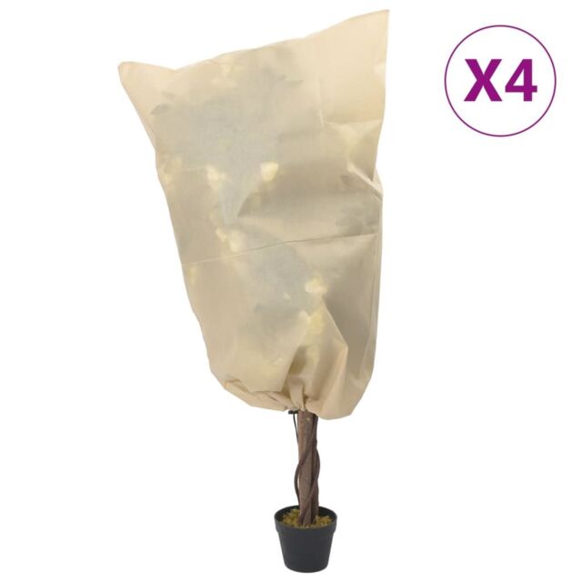 Berkfield Home Plant Fleece Covers with Drawstring 4 pcs 70 g/m¬≤ 0.8x1.2 m in Beige - image 1