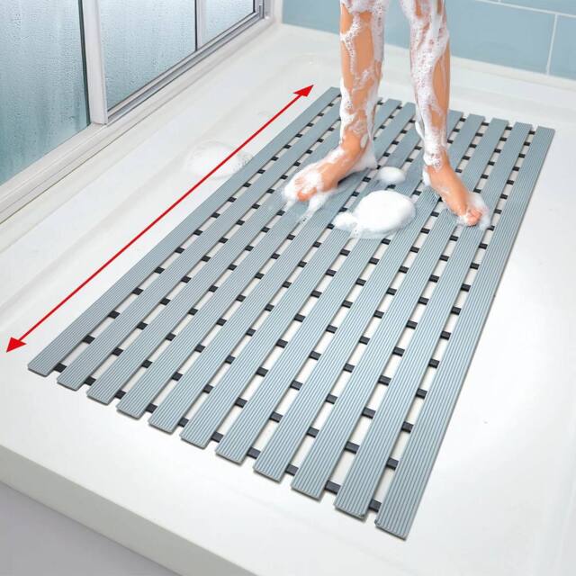 Coopers of Stortford Non-Slip Shower Mat With Fast-Draining Rubber Grip in Grey - image 1