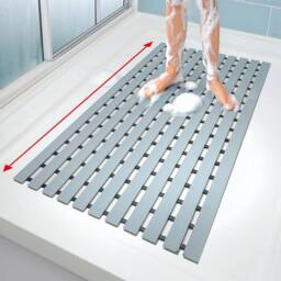 Coopers of Stortford Non-Slip Shower Mat With Fast-Draining Rubber Grip in Grey - thumbnail 1