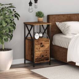 Berkfield Home Bedside Cabinet Old Wood 34x35.5x70 cm Engineered Wood in Brown - thumbnail 3
