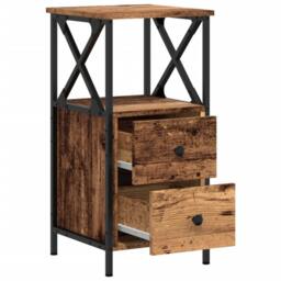 Berkfield Home Bedside Cabinet Old Wood 34x35.5x70 cm Engineered Wood in Brown - thumbnail 7