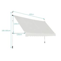 Costway 4M Telescopic Canopy Retractable Adjustable Outdoor Clamp Awning Sun Shelter in Beige - thumbnail 2