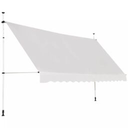 Costway 4M Telescopic Canopy Retractable Adjustable Outdoor Clamp Awning Sun Shelter in Beige - thumbnail 1