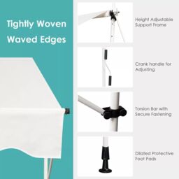 Costway 4M Telescopic Canopy Retractable Adjustable Outdoor Clamp Awning Sun Shelter in Beige - thumbnail 5