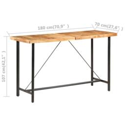 Berkfield Home Beautiful Bar Table 180x70x107 cm Solid Sheesham Wood in Brown - Size: 180 x 70 x 107 cm - thumbnail 7