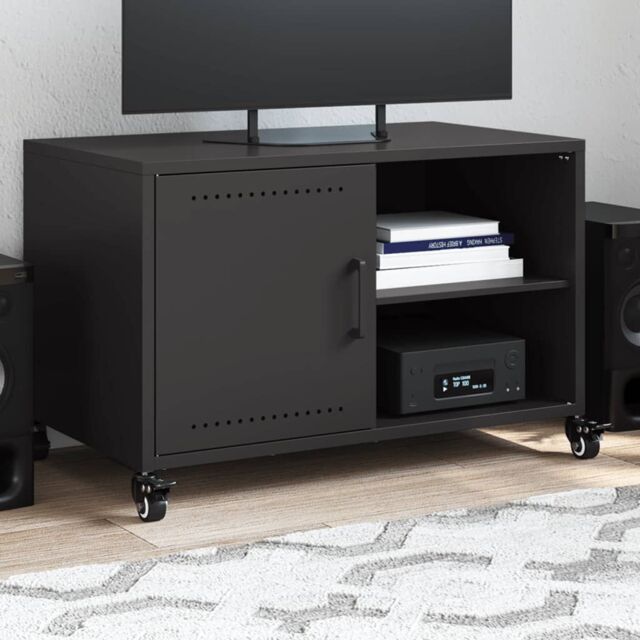 Berkfield Home TV Cabinet Black 68x39x43.5 cm Steel - image 1