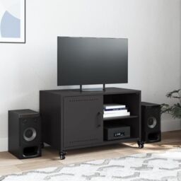 Berkfield Home TV Cabinet Black 68x39x43.5 cm Steel - thumbnail 3