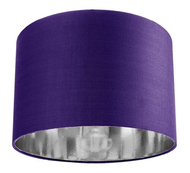 Happy Homewares Contemporary Cotton Lamp/Light Shade with Shiny Paper Inner in Purple - Size: 12 inches - image 1