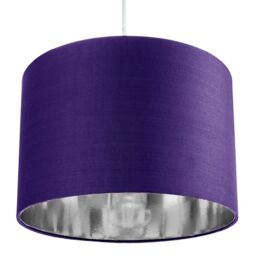 Happy Homewares Contemporary Cotton Lamp/Light Shade with Shiny Paper Inner in Purple - Size: 12 inches - thumbnail 3