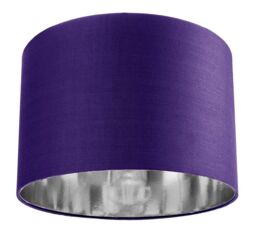 Happy Homewares Contemporary Cotton Lamp/Light Shade with Shiny Paper Inner in Purple - Size: 12 inches