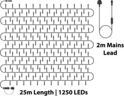 Xmas Haus Cluster Lights Black Rubber IP65 Copper Gold 25M - thumbnail 2