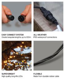 Xmas Haus Cluster Lights Black Rubber IP65 Copper Gold 25M - thumbnail 4