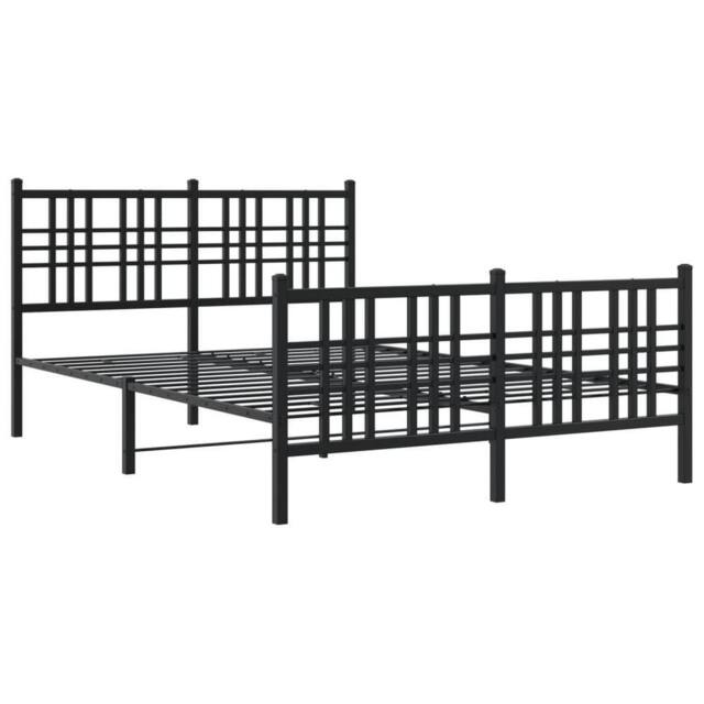 Berkfield Home Metal Bed Frame without Mattress with Footboard Black 120x190cm - Size: 120x190 cm - image 1