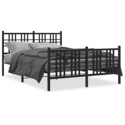 Berkfield Home Metal Bed Frame without Mattress with Footboard Black 120x190cm - Size: 120x190 cm - thumbnail 3