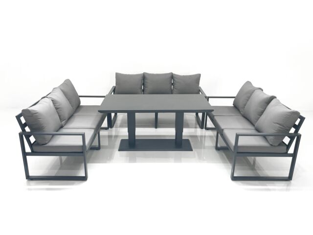 Fimous 9 Seater Garden Sofa Set Aluminium Furniture Rising Dining Tabe Set Dark Grey - image 1