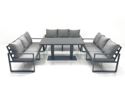 Fimous 9 Seater Garden Sofa Set Aluminium Furniture Rising Dining Tabe Set Dark Grey - thumbnail 1