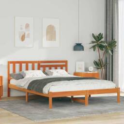 Berkfield Home Modern with Headboard Wax brown 120 x 190 cm Solid pine wood - thumbnail 2
