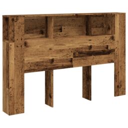 Berkfield Home Headboard Cabinet Old Wood 160x18.5x103.5 cm Engineered Wood in Brown - thumbnail 2