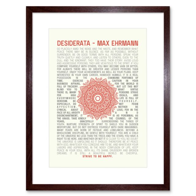 "Artery8 Wall Art Print Desiderata Ehrmann Mandala Artwork Framed 9X7 Inch in Brown - Size: W7"" x H9""" - image 1