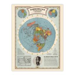 "Artery8 American School Of The Air World Map Polar Projection Radio Framed Art in Blue - Size: W12"" x H16""" - thumbnail 3