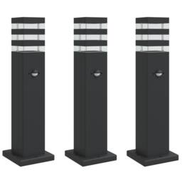 Berkfield Home Outdoor Floor Lamps with Sensors 3pcs Black 50 cm Aluminium - thumbnail 2