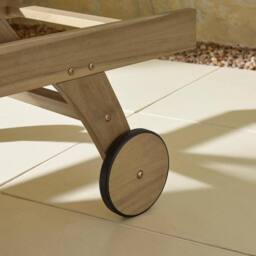 FurnitureboxUK Hamburg Wood Garden Sun Lounger With Sliding Side Table in Natural - thumbnail 7