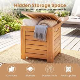 Costway 4PCS Outdoor Bench &Storage Box Set Acacia Wood Patio Bench&Deck Boxes in Natural - thumbnail 8