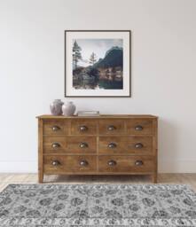 The Rug Shop UK Grey Bordered Floral 7mm Thick Stain-Resistant Traditional Rug - Size: 120 cm x 160 cm - thumbnail 2