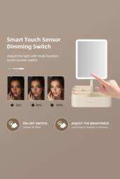 "Fascinate 12"" 360° Rotatable Lighted Makeup Mirror w/ Storage, USB Rechargeable in Cream - Size: 24 cm" - thumbnail 3