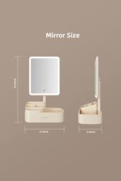 "Fascinate 12"" 360° Rotatable Lighted Makeup Mirror w/ Storage, USB Rechargeable in Cream - Size: 24 cm" - thumbnail 6