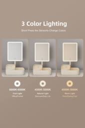 "Fascinate 12"" 360° Rotatable Lighted Makeup Mirror w/ Storage, USB Rechargeable in Cream - Size: 24 cm" - thumbnail 2