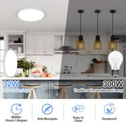 COMELY Extra-Flat LED Ceiling Lights, 30 cm, White, 6500 K, 32W, IP44 in White - thumbnail 7