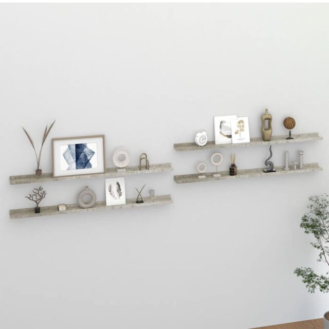 Berkfield Home Wall Shelves 4 pcs Concrete Grey 115x9x3 cm - Size: 115 x 9 x 3 cm - image 1