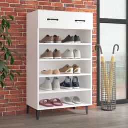 Berkfield Home Shoe Cabinet White 60x35x105 cm Engineered Wood - Size: 60 x 35 x 105 cm - thumbnail 1