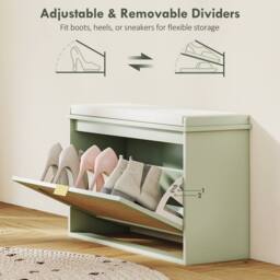 STILVORA Shoe Bench with Flip Drawer & Padded Seat in Green - thumbnail 9